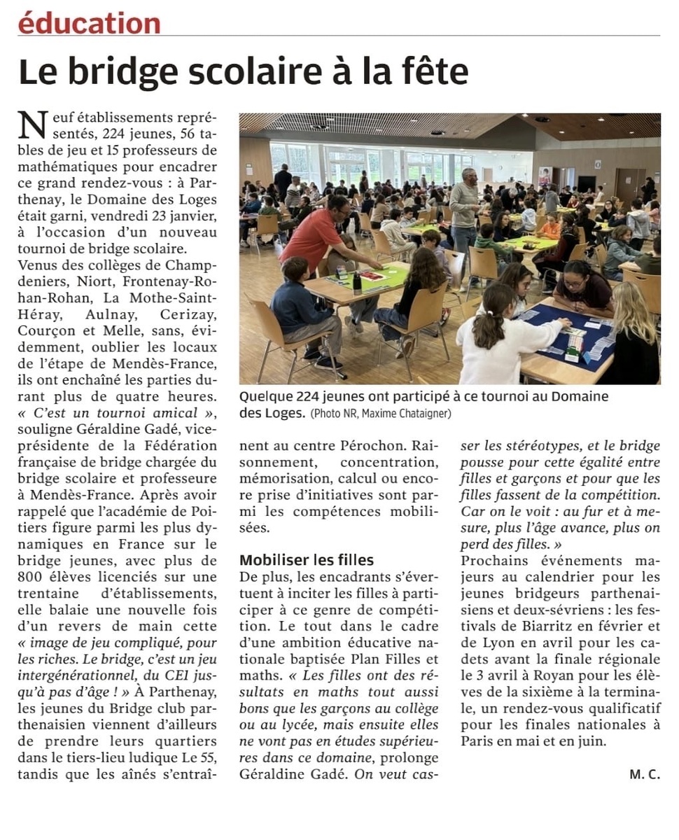 ♠️♥️ Tournoi scolaire à Parthenay ♦️♣️