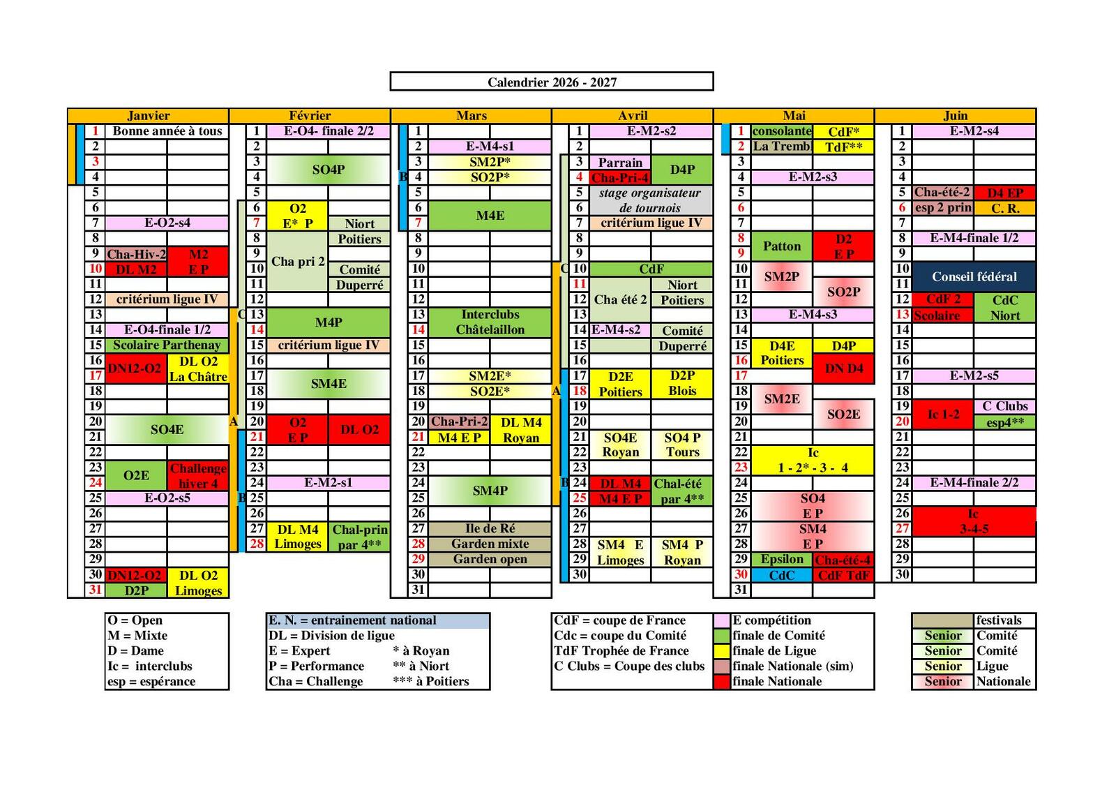 Calendrier des Compétitions 2026-2027 page 2