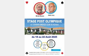 ♠️♥️ Stage au Garden Bridge club de Royan ♦️♣️18 au 22/08 ➿par Messieurs Bessis et Levy ➿