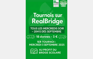 ♠️♥️ Tournois au profit du bridge scolaire ♦️♣️
