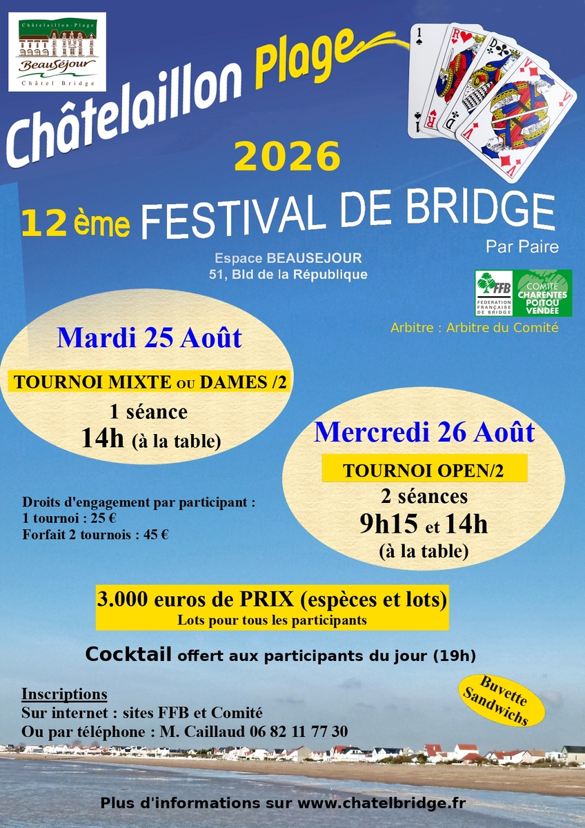 12éme Festival de Bridge de Chatelaillon Plage Mixte2 et Open2