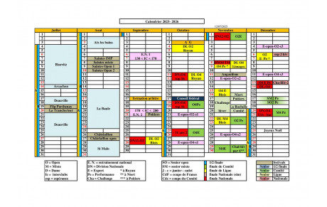 Calendrier des Compétitions 2025-2026 Général