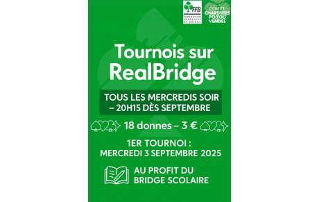 ♠️♥️ Tournois au profit du bridge scolaire ♦️♣️