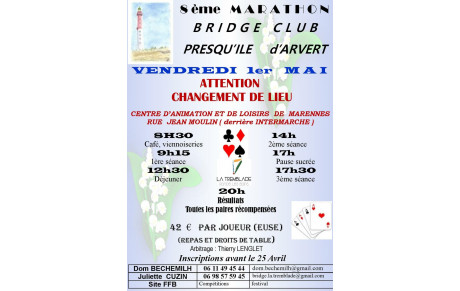 8ème Marathon du Bridge Club de la Presqu'ile d'Arvert